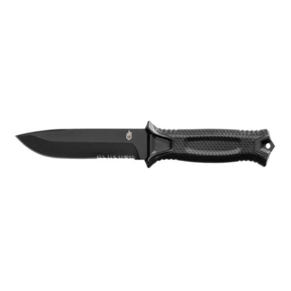 Gerber StrongArm Serrated sort fastbladet kniv med delvist takket klinge