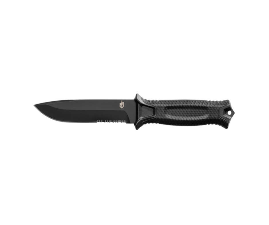 Gerber StrongArm Serrated sort fastbladet kniv med delvist takket klinge