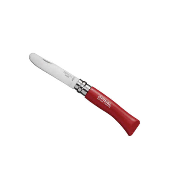 Opinel My First Red børnekniv med afrundet spids og rødt træskaft