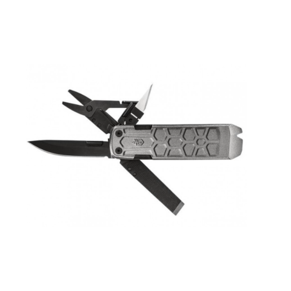 Gerber Lockdown Pry multitool udfoldet med kniv, saks og flere integrerede funktioner