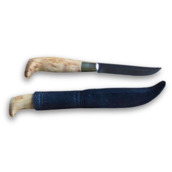Kloppi Knife – traditionel kniv med skarp stålklinge og formet træskaft, ideel til friluftsliv og håndværk.