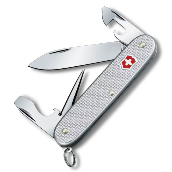 Victorinox Pioneer Alox lommekniv med 8 funktioner, sølv Alox håndtag og åbne værktøjer